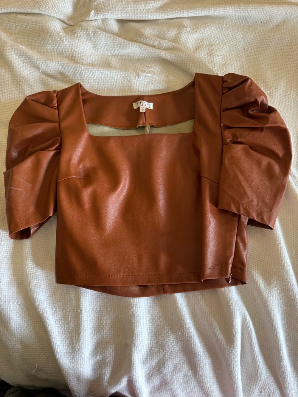 Square Neck Puff Sleeve Top in Rust